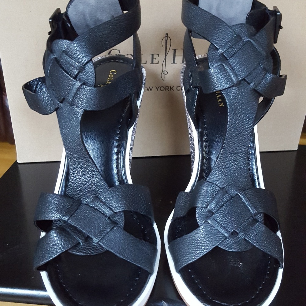 NEW Cole Haan Paley Platform Snakeskin Sandal Sz 8 - Picture 6 of 8